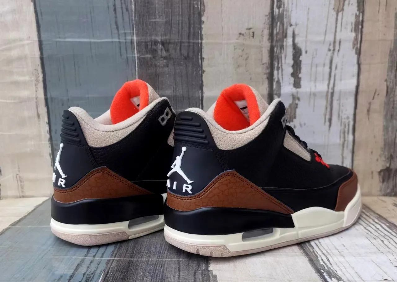 Air Jordan 3 Black Brown Orange Basketball Shoes 5