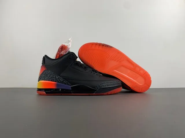 Air Jordan 3 Black Orange Gradient Basketball Shoes 12