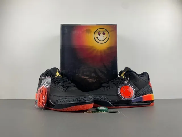 Air Jordan 3 Black Orange Gradient Basketball Shoes 13