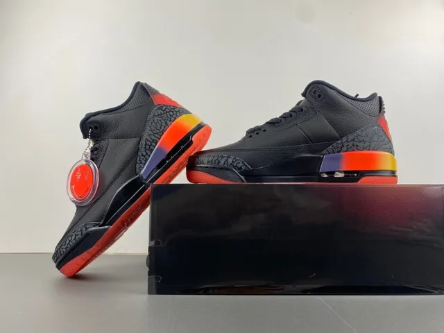 Air Jordan 3 Black Orange Gradient Basketball Shoes 14