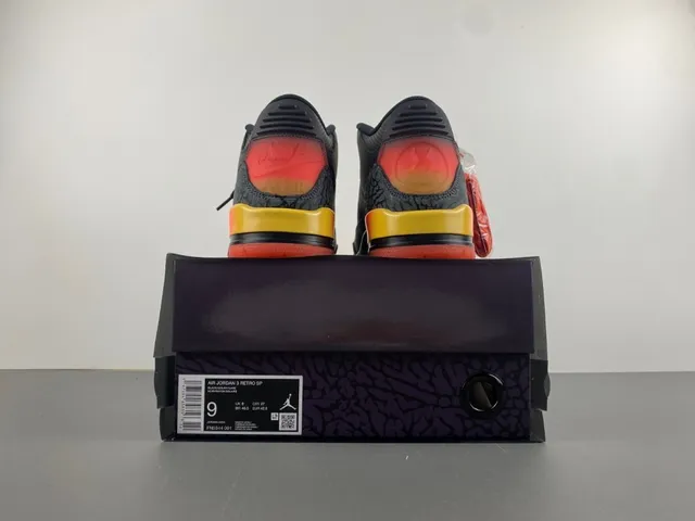 Air Jordan 3 Black Orange Gradient Basketball Shoes 17