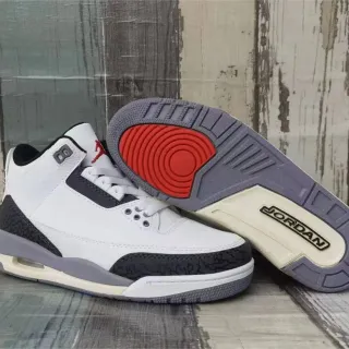 Air Jordan 3 White Black Cement Red Basketball Shoes