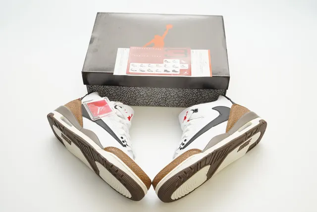 Air Jordan 3 White Black Elephant Print Basketball Shoes 4