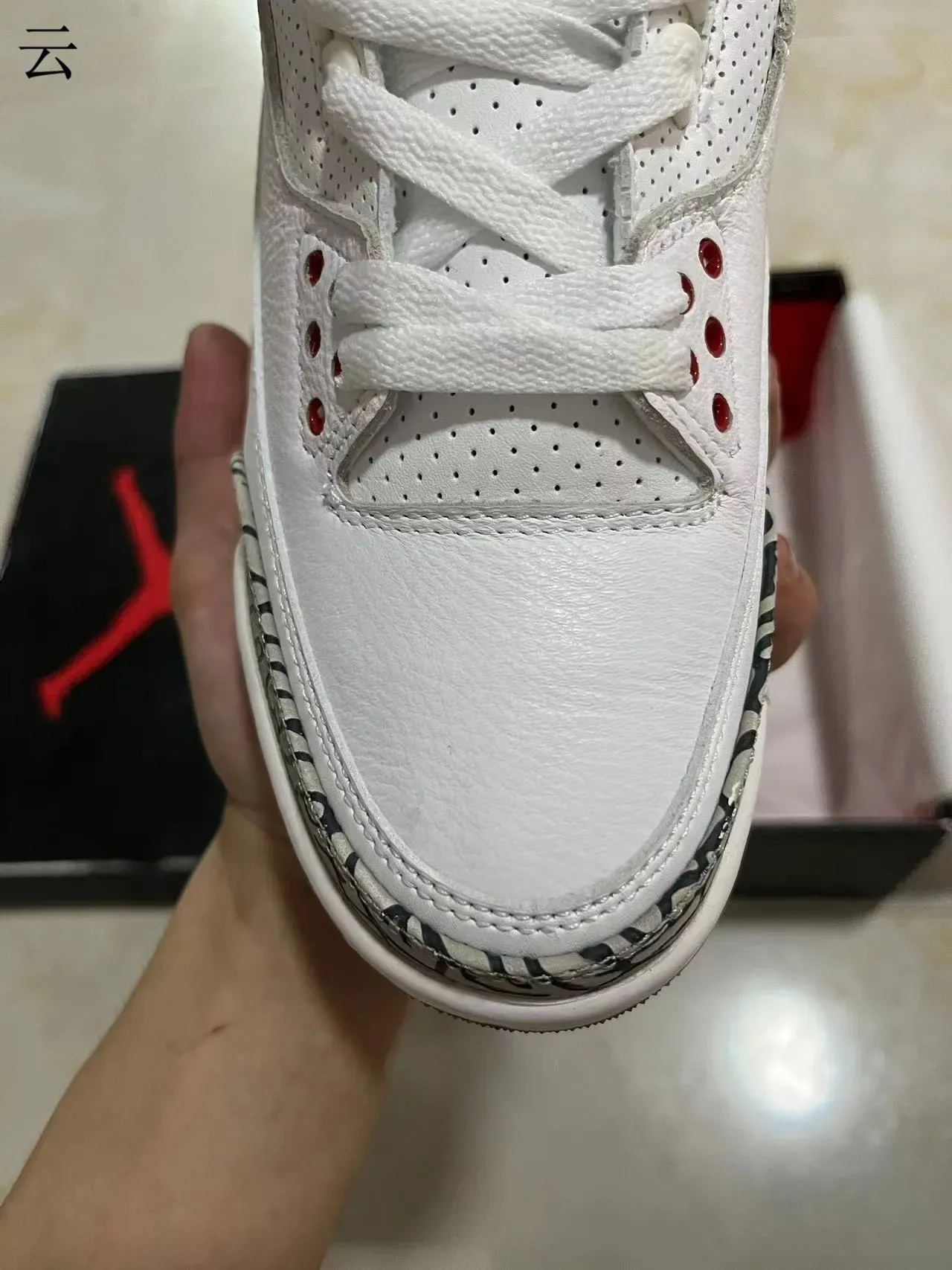 Air Jordan 3 Blanc Ciment Impression Éléphant Chaussures de Basketball 3