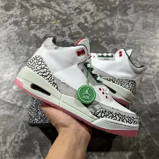 Air Jordan 3 White Elephant Print Pink Sole Basketball Shoes