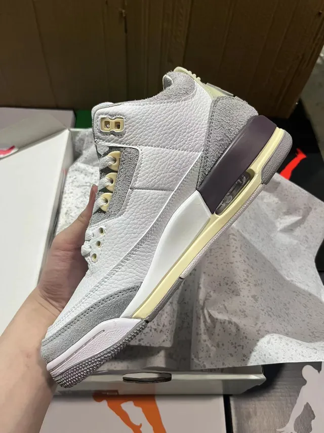 Air Jordan 3 White Gray Cream Basketball Shoes 3