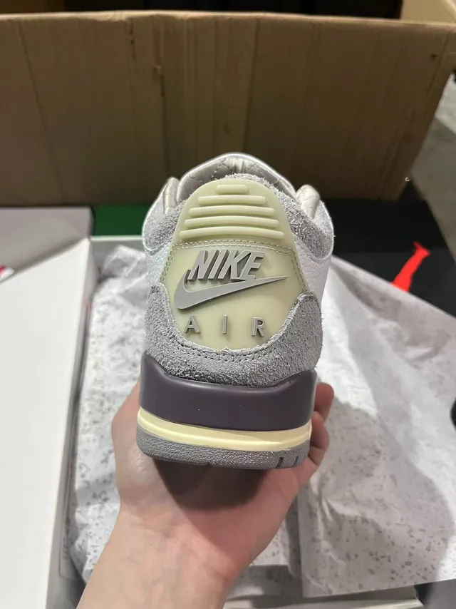 Air Jordan 3 White Gray Cream Basketball Shoes 5