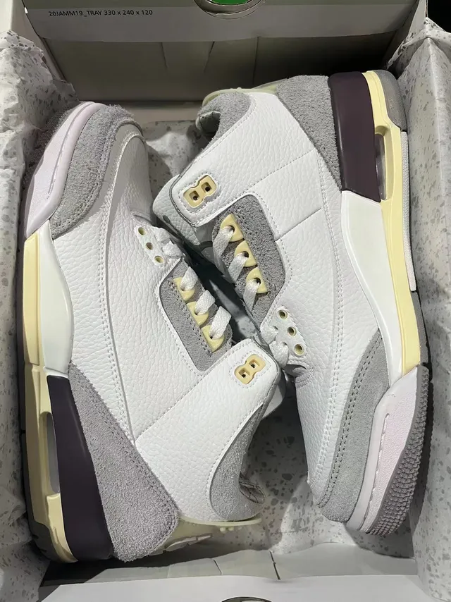 Air Jordan 3 White Gray Cream Basketball Shoes 6