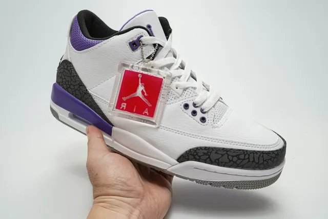 Air Jordan 3 Branco Roxo Elefante Tênis de Basquete 3