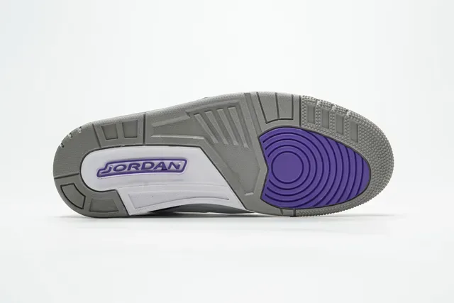 Air Jordan 3 Branco Roxo Elefante Tênis de Basquete 8