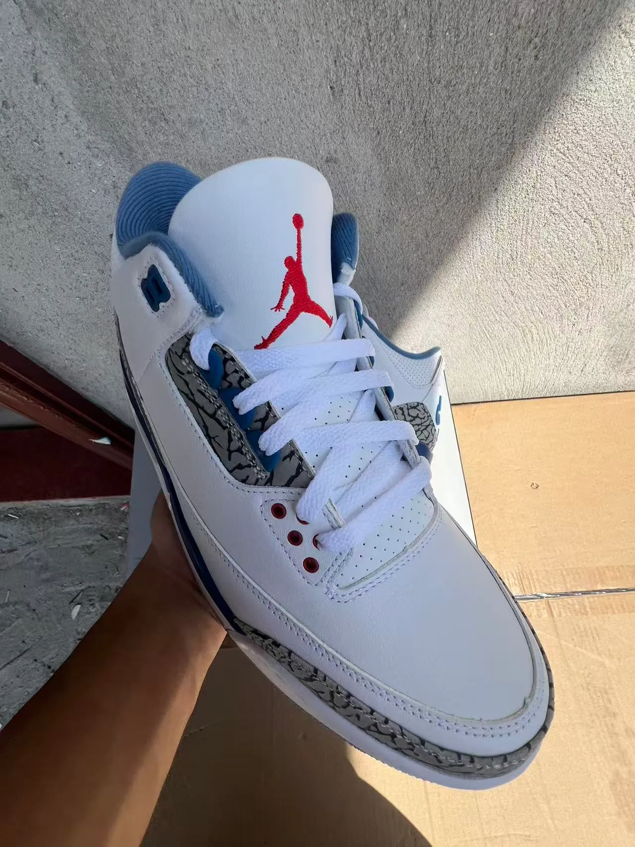 Air Jordan 3 White Royal Blue Elephant Print Basketball Shoes 5