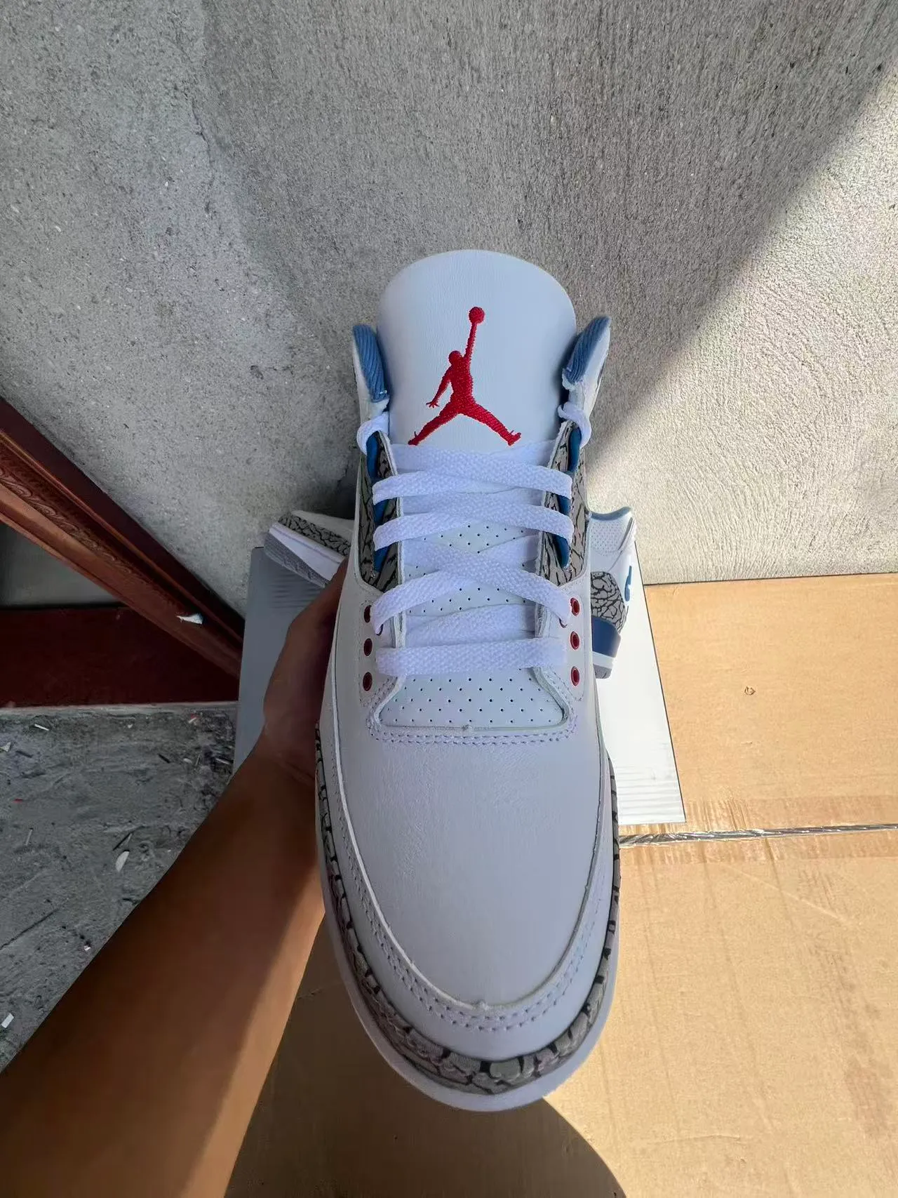 Air Jordan 3 White Royal Blue Elephant Print Basketball Shoes 6