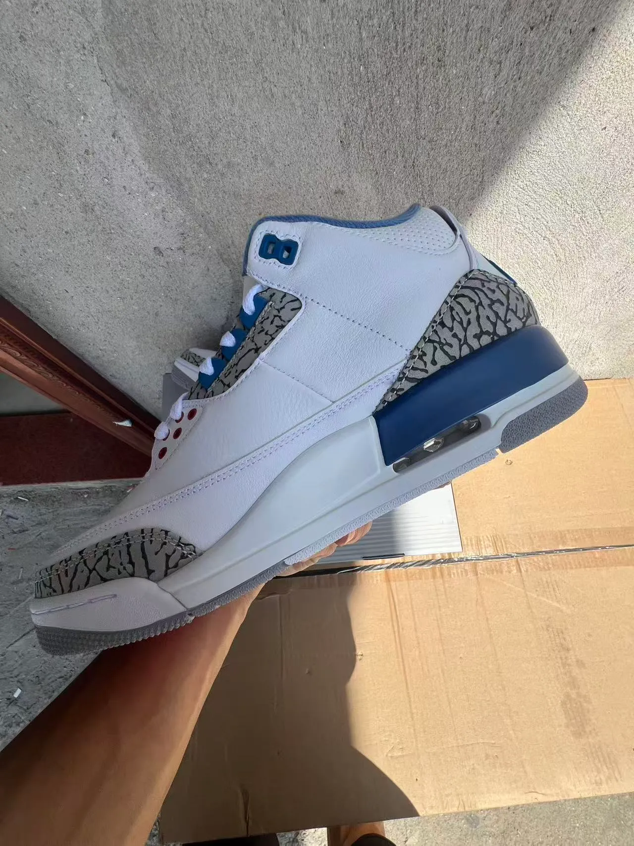 Air Jordan 3 White Royal Blue Elephant Print Basketball Shoes 7