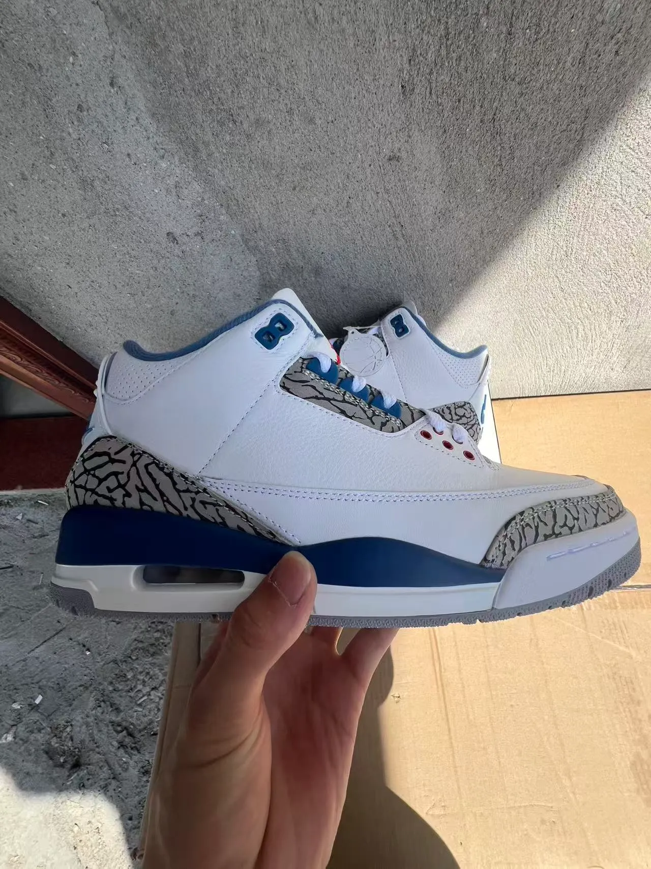 Air Jordan 3 White Royal Blue Elephant Print Basketball Shoes 9