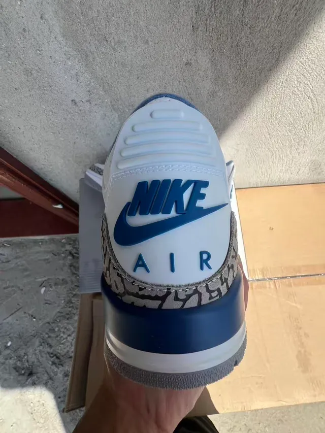 Air Jordan 3 White Royal Blue Elephant Print Basketball Shoes 2