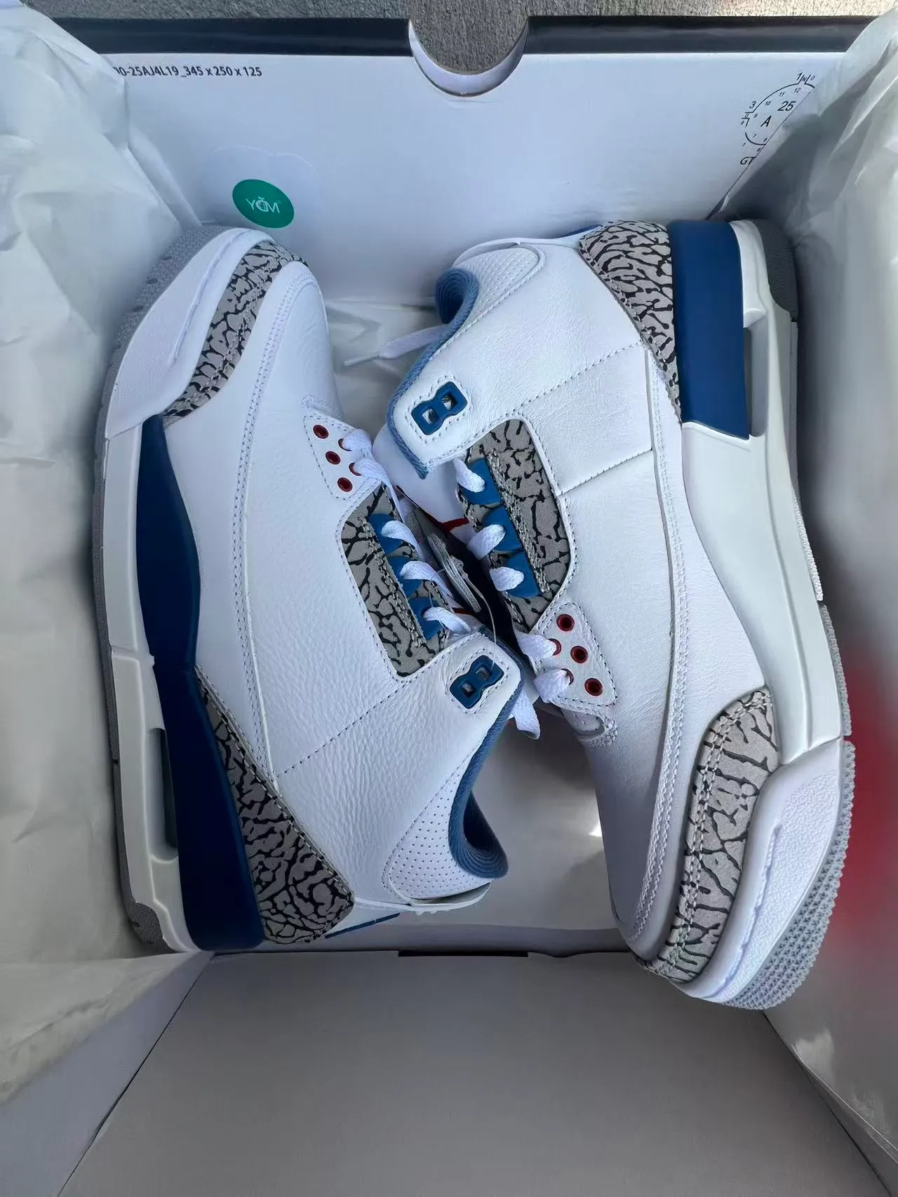 Air Jordan 3 White Royal Blue Elephant Print Basketball Shoes 10