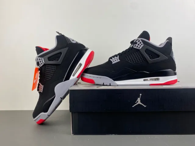 Air Jordan 4 Black Cement Red Basketball Shoes 14