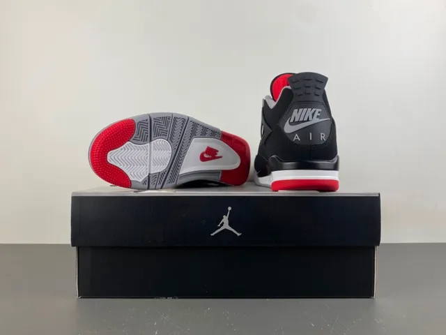 Air Jordan 4 Black Cement Red Basketball Shoes 16