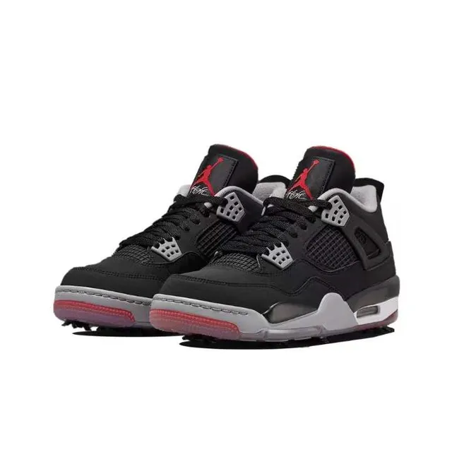 Air Jordan 4 Black Gray Red Basketball Shoes 5
