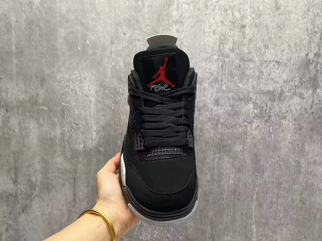 Air Jordan 4 Tênis de Basquete Preto Cinza Claro com Manchas 3