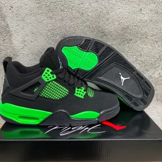 Air Jordan 4 Black Neon Green Basketball Shoes