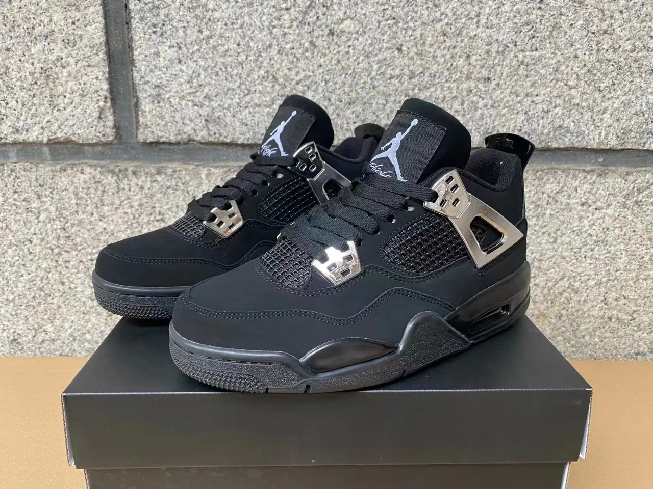 Air Jordan 4 Black Neon Green Basketball Shoes 3