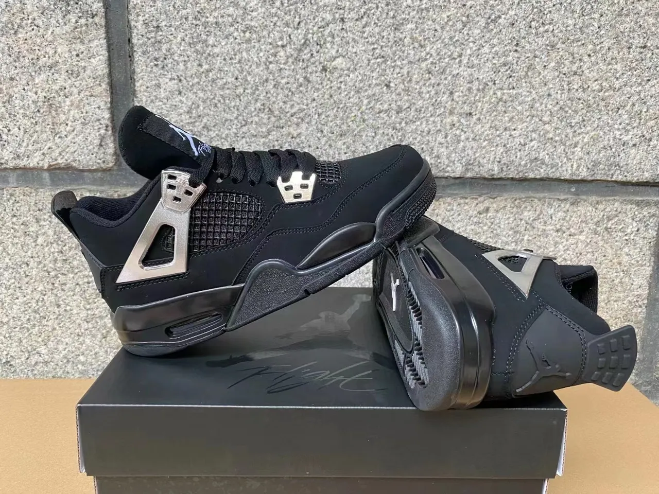 Air Jordan 4 Black Neon Green Basketball Shoes 5