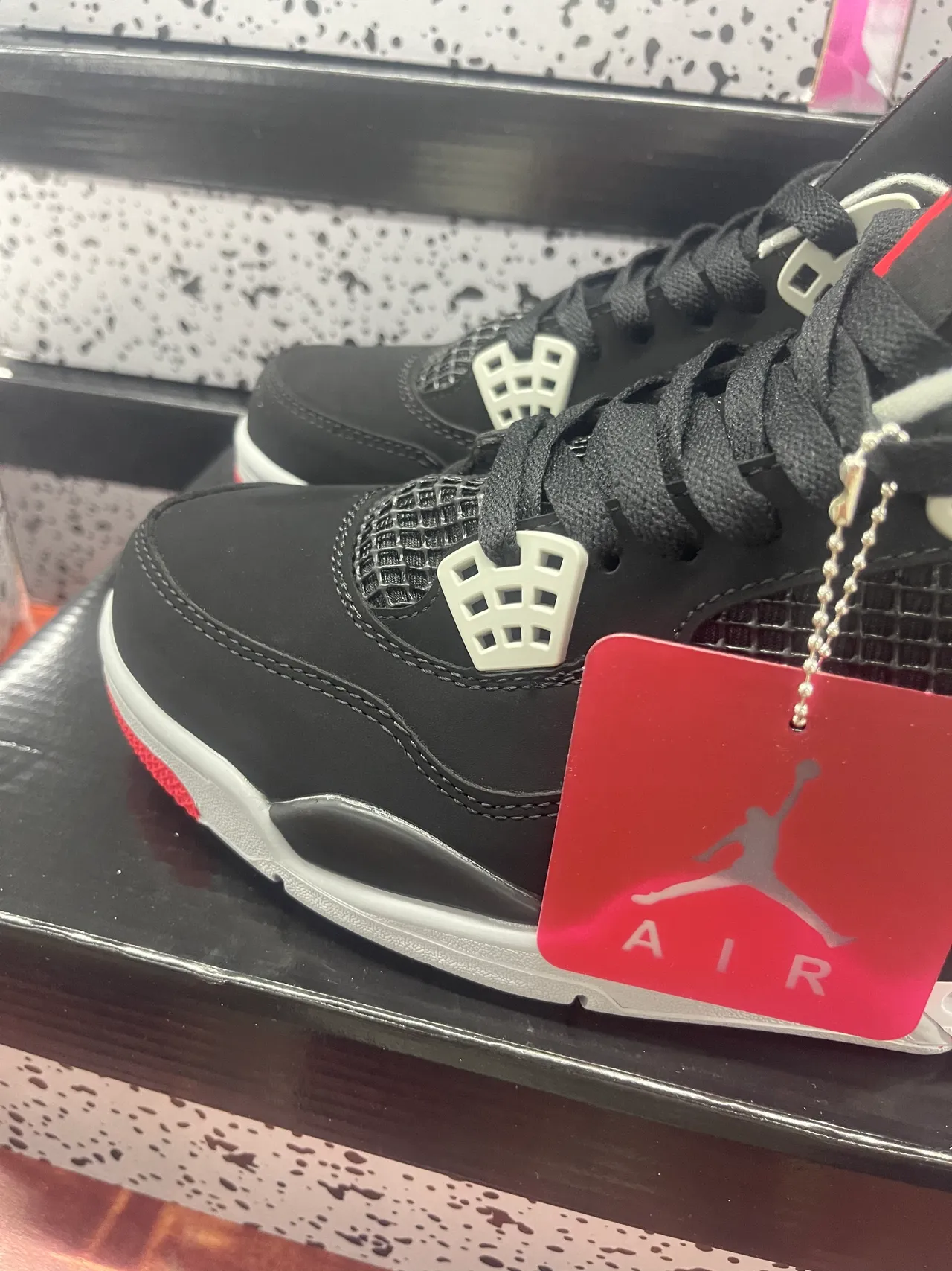 Air Jordan 4 Black Red White Basketball Shoes 2