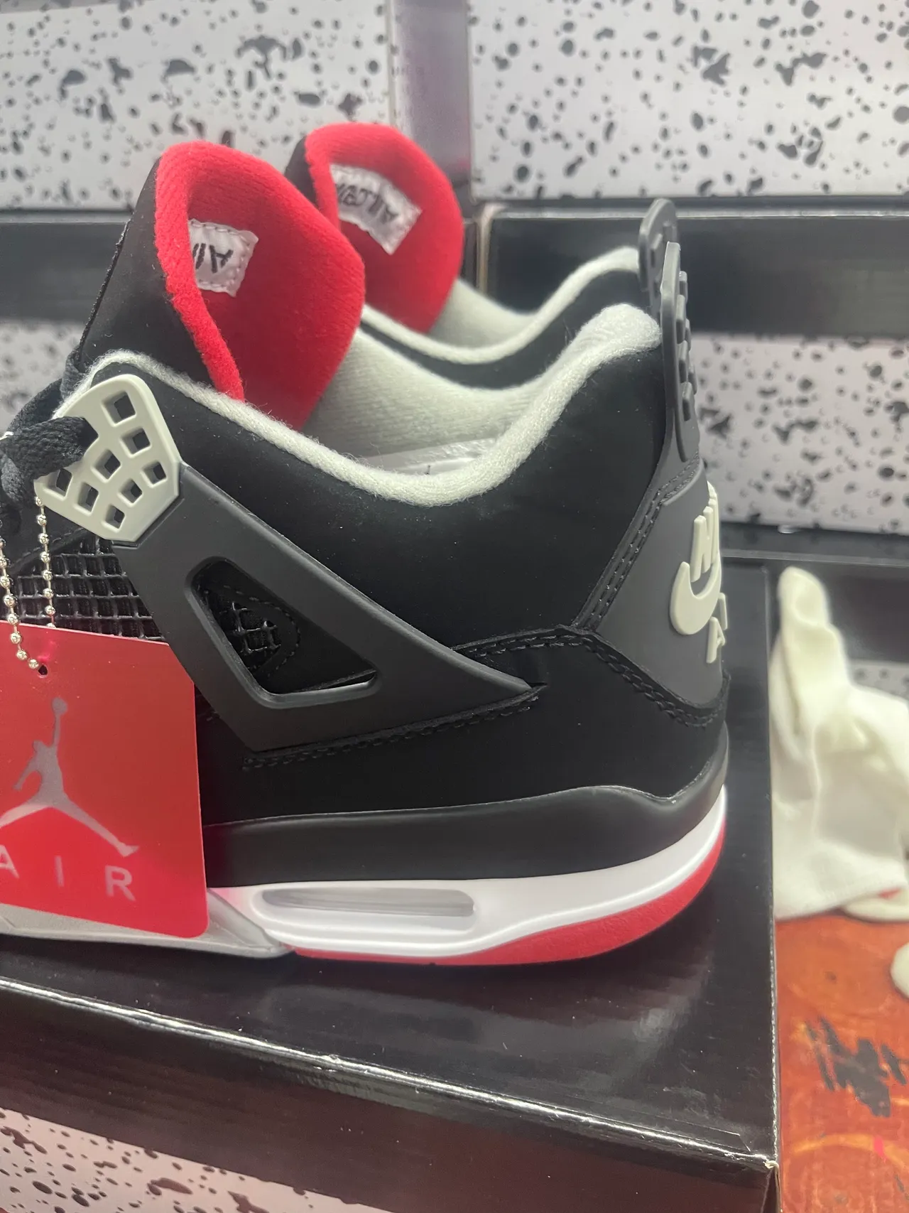 Air Jordan 4 Black Red White Basketball Shoes 5