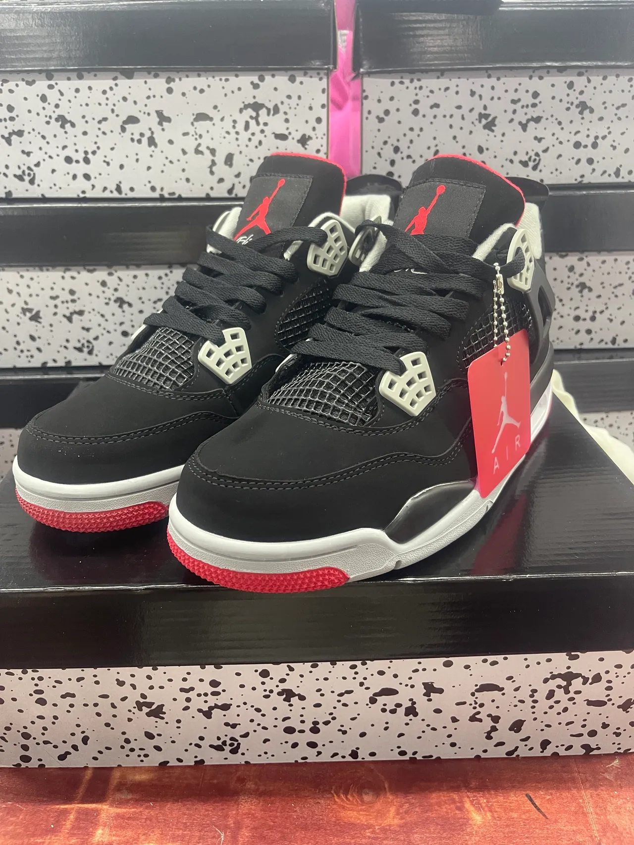 Air Jordan 4 Black Red White Basketball Shoes 6