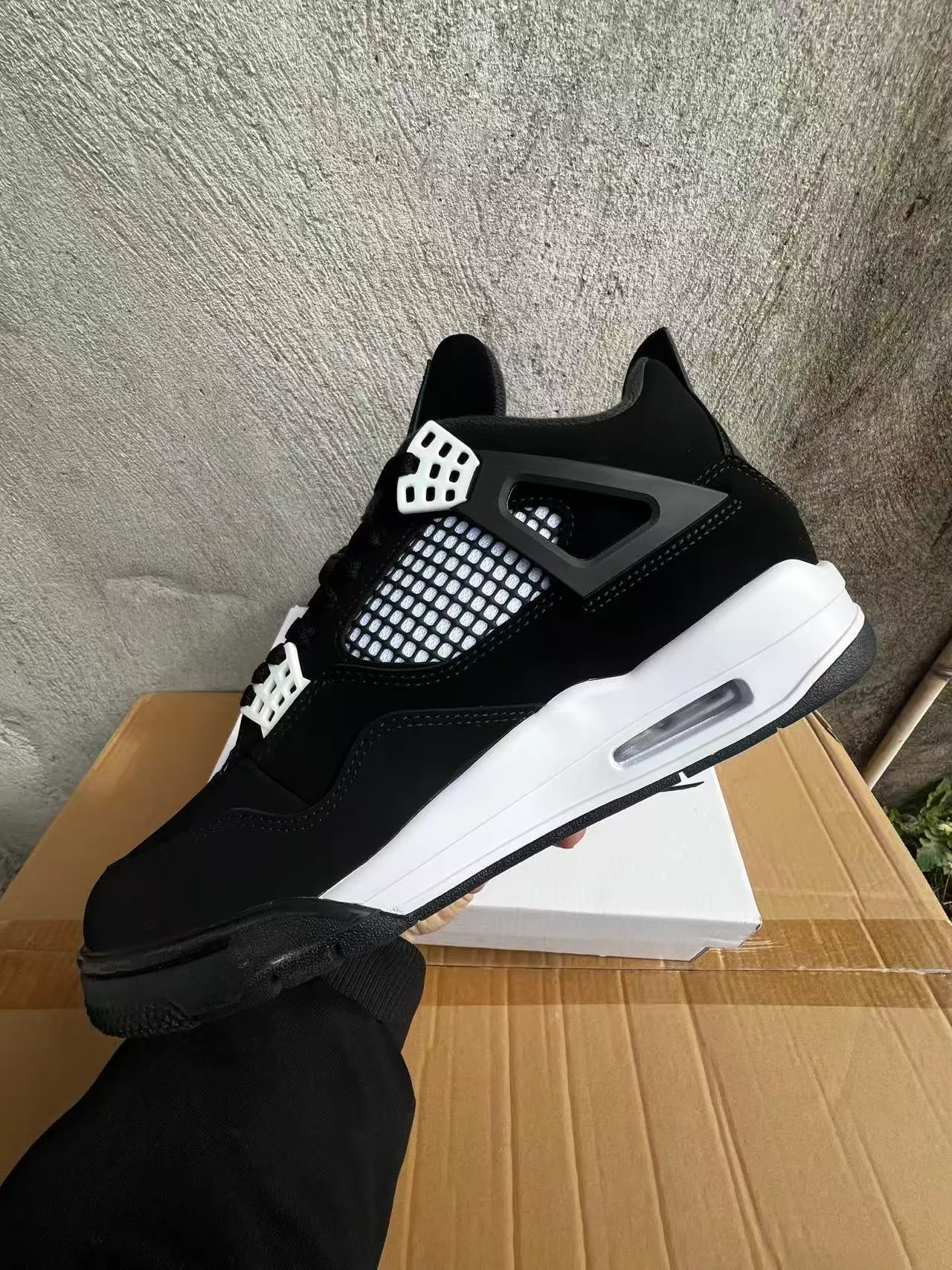 Air Jordan 4 Black White Basketball Shoes 5