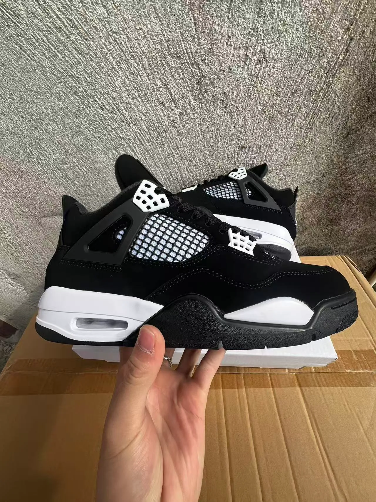 Air Jordan 4 Black White Basketball Shoes 7