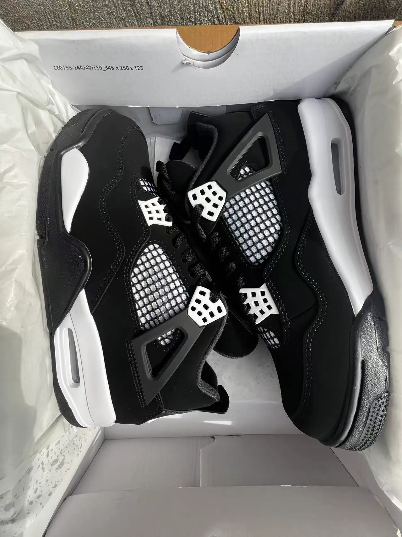 Air Jordan 4 Black White Basketball Shoes 9