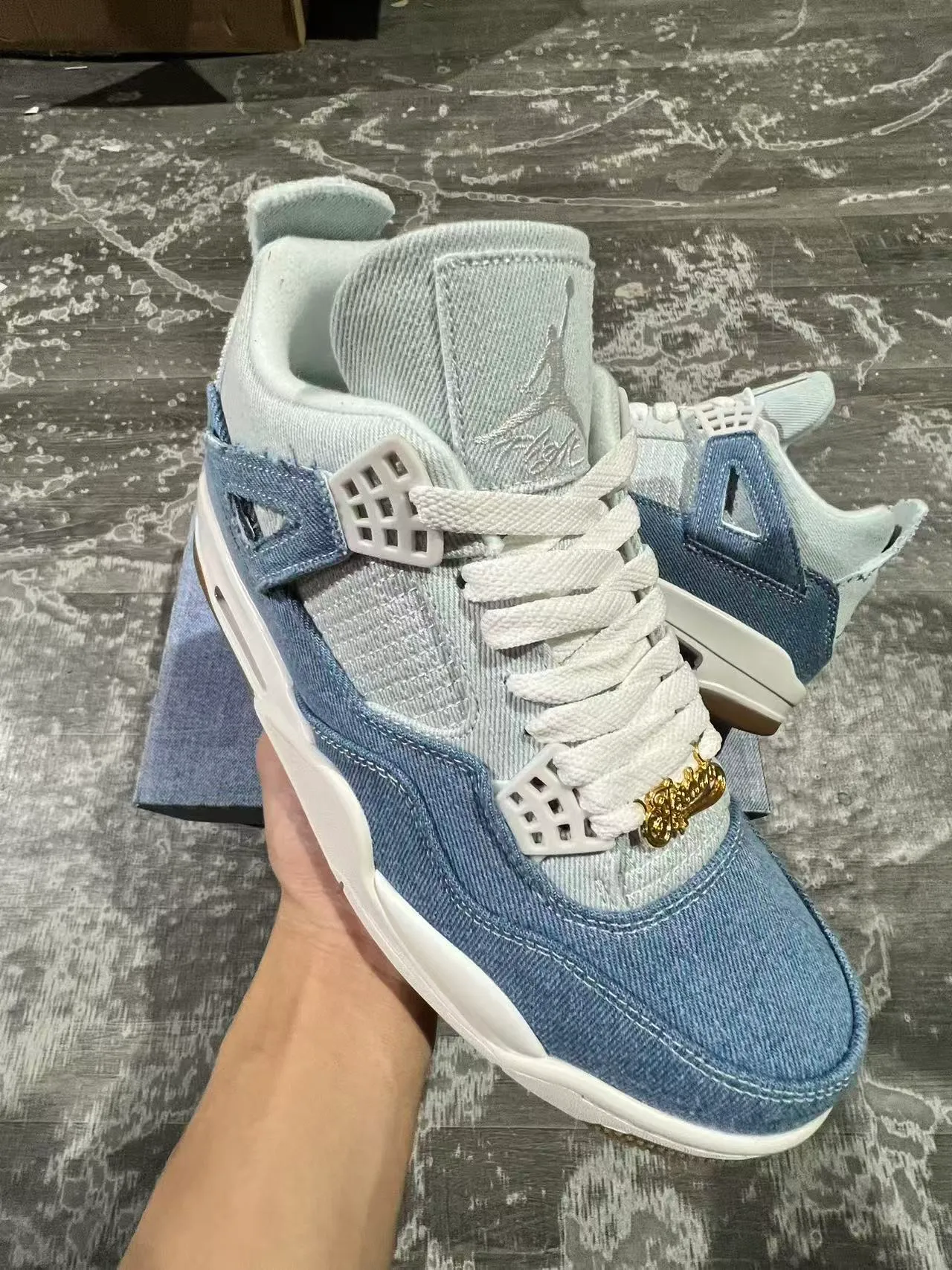 Air Jordan 4 Denim Blue White Basketball Shoes 2