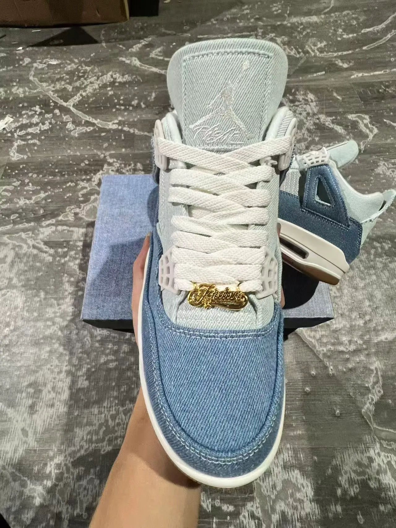 Air Jordan 4 Denim Blue White Basketball Shoes 3