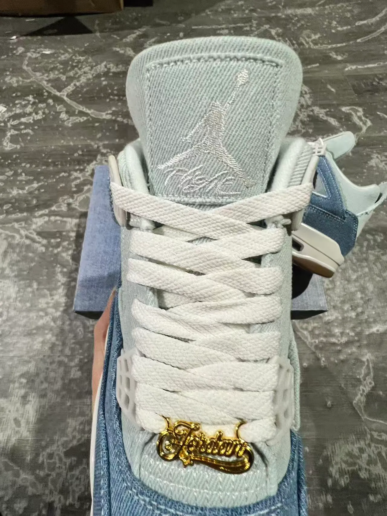 Air Jordan 4 Denim Blue White Basketball Shoes 4