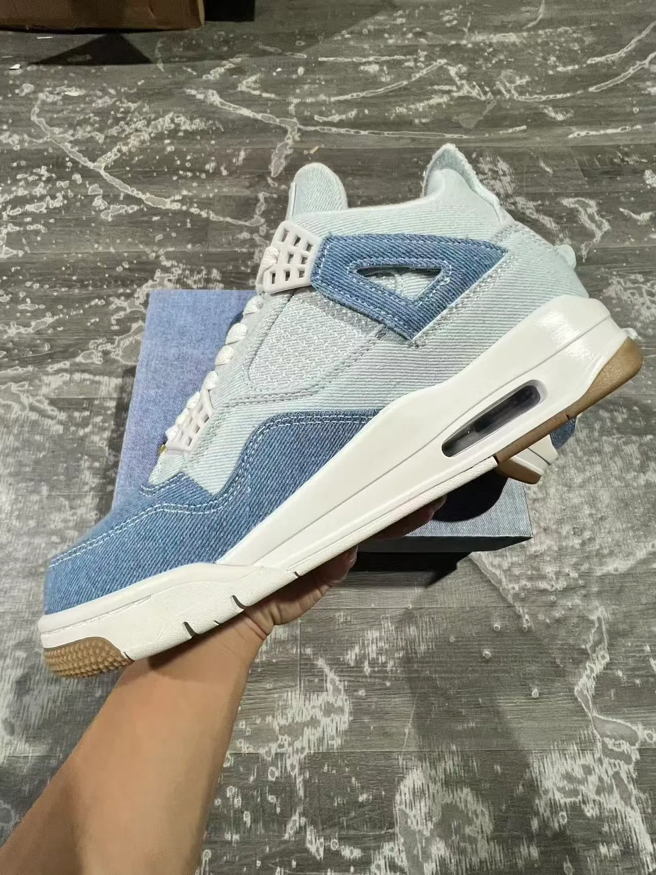 Air Jordan 4 Denim Blue White Basketball Shoes 5