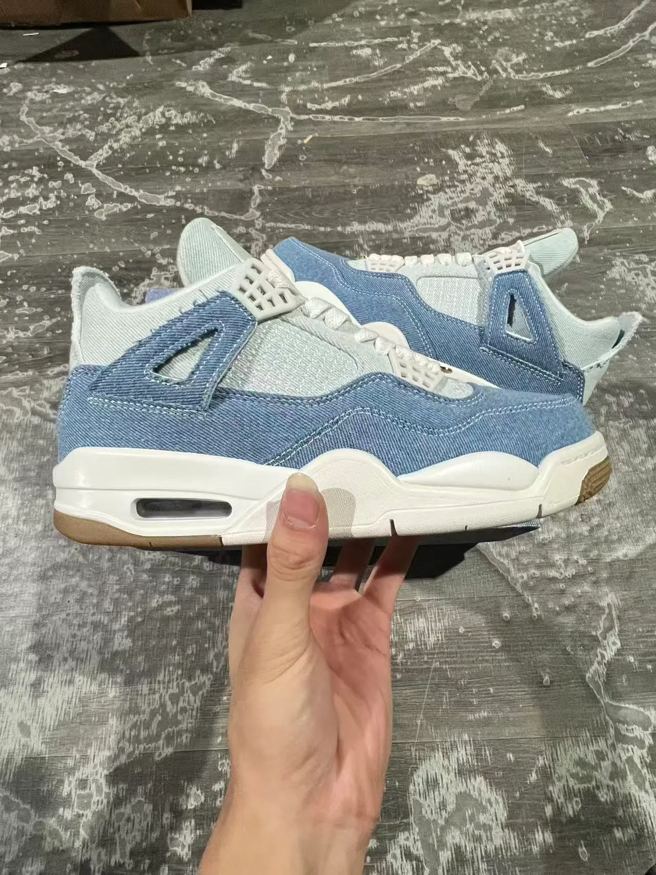 Air Jordan 4 Denim Blue White Basketball Shoes 7