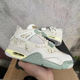 Air Jordan 4 花卉印花 Off-White Sage Green 篮球鞋