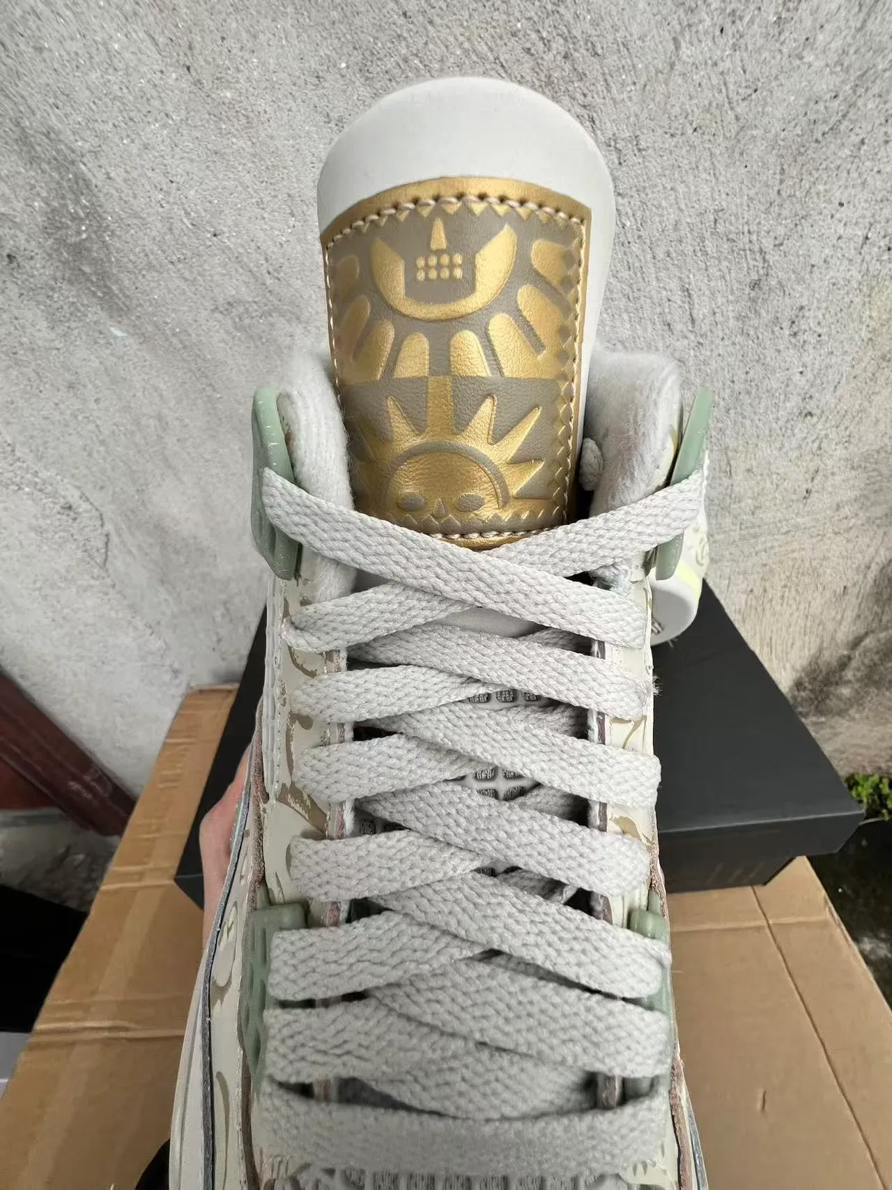 Air Jordan 4 Floral Print Off-White Sage Green Basketball Shoes 4