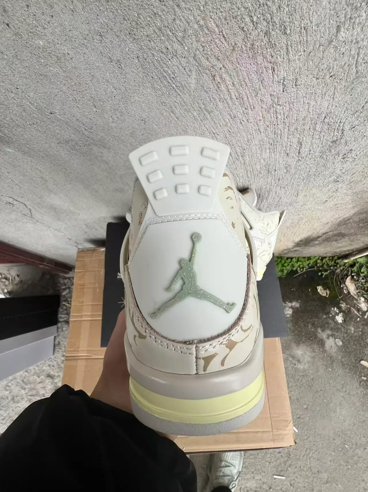 Air Jordan 4 Floral Print Off-White Sage Green Basketball Shoes 8