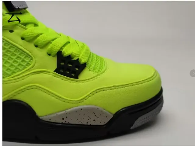 Air Jordan 4 Neon Yellow High-Top Basketball Shoes 2