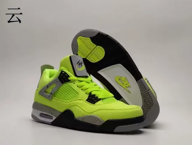 Air Jordan 4 Neon Yellow High-Top Basketball Shoes 4
