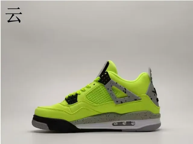 Air Jordan 4 Neon Yellow High-Top Basketball Shoes 6