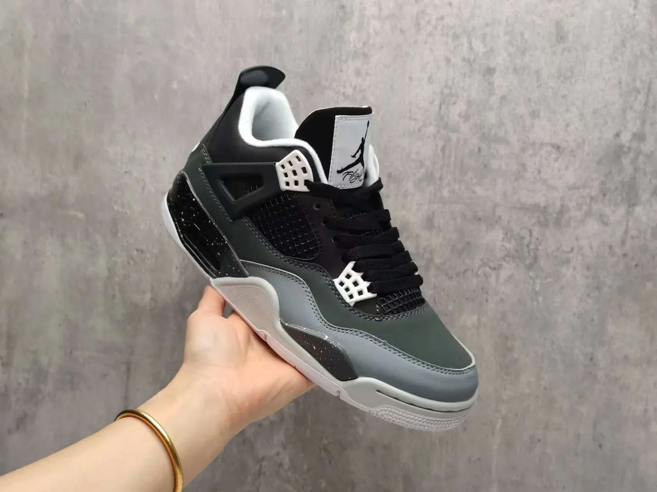 Air Jordan 4 Olive Gray Basketball Shoes 9