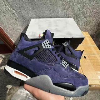 Air Jordan 4 Purple Suede Black Cage Visible Air Unit Basketball Shoes