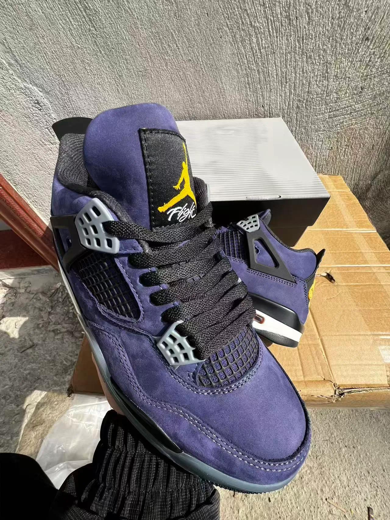 Air Jordan 4 Purple Suede Black Cage Visible Air Unit Basketball Shoes 2