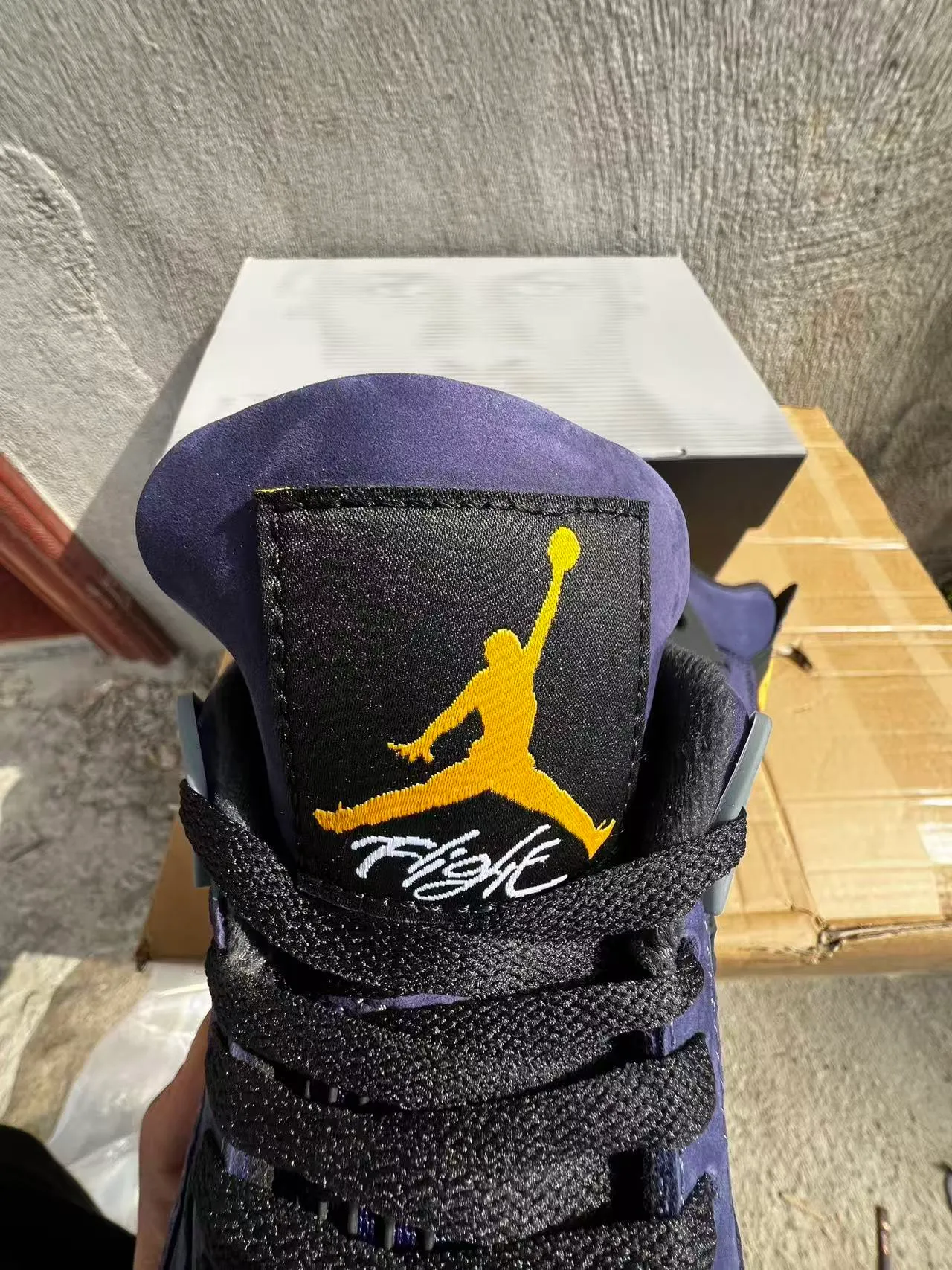Air Jordan 4 Purple Suede Black Cage Visible Air Unit Basketball Shoes 4