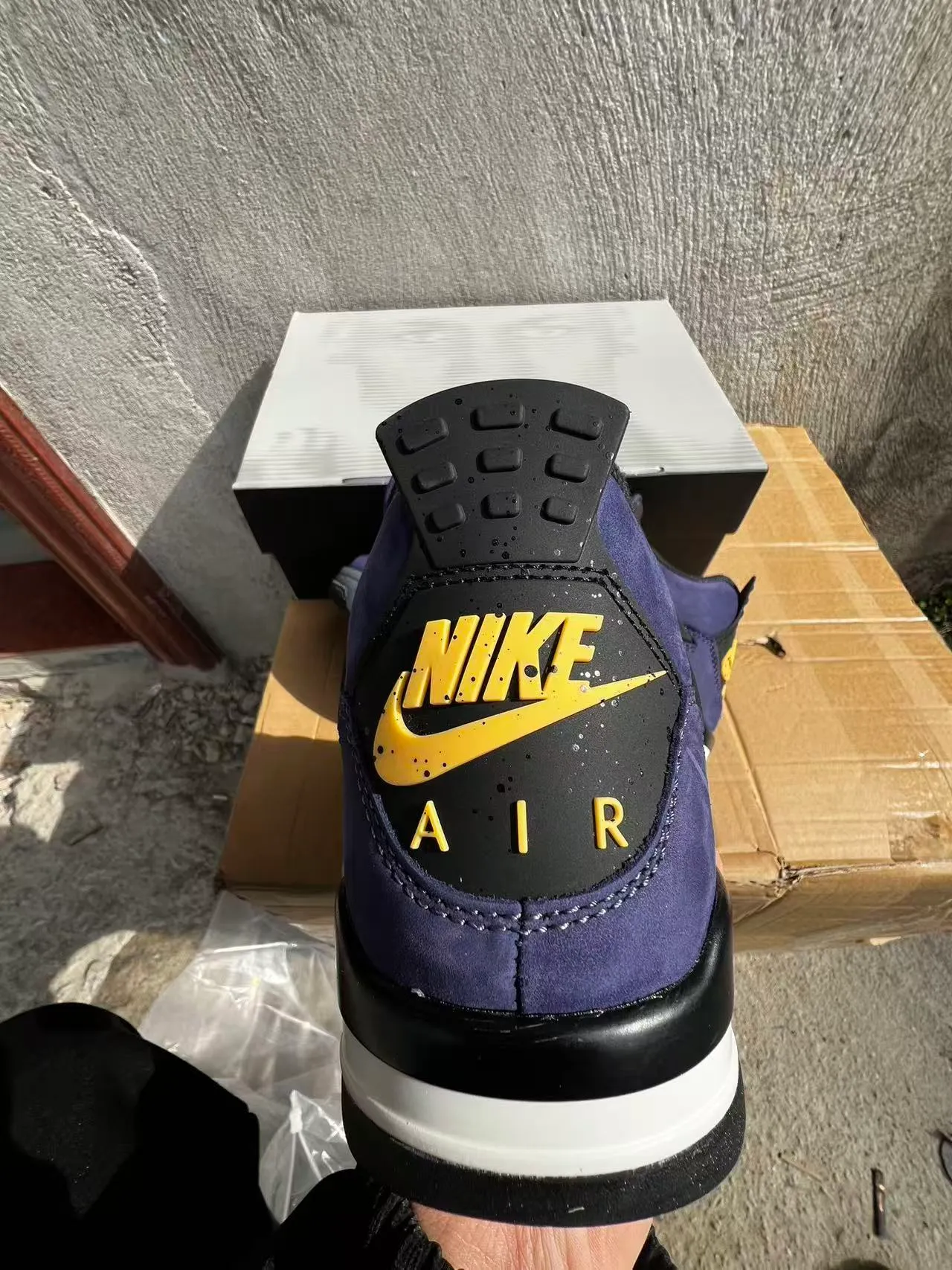 Air Jordan 4 Purple Suede Black Cage Visible Air Unit Basketball Shoes 8