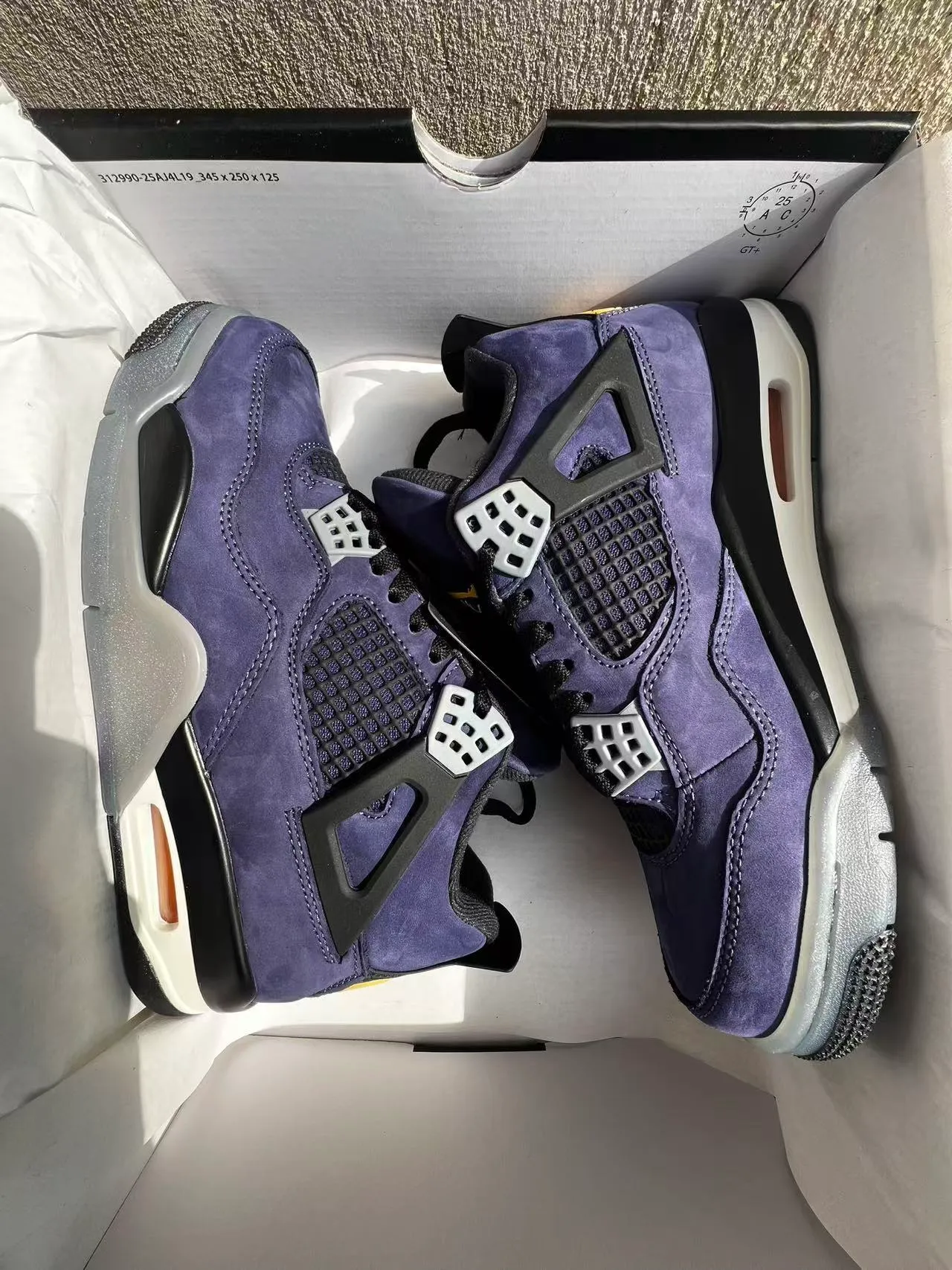 Air Jordan 4 Purple Suede Black Cage Visible Air Unit Basketball Shoes 9